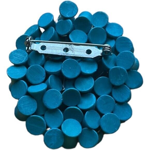 Turquoise Circle Cluster Brooch Pin With Safety Clasp - Picture 2 of 3